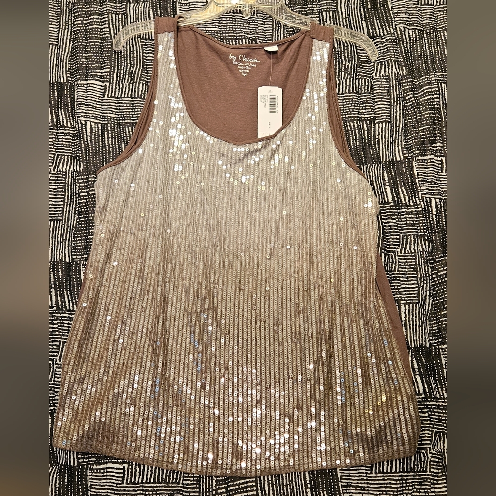 Mocha Sequin Tank Top